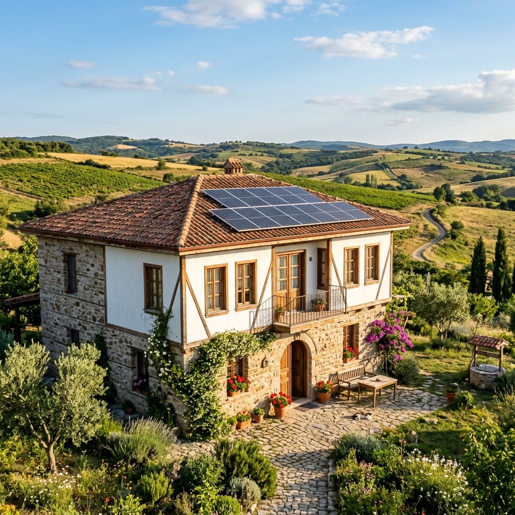 Malkara'da geleneksel köy evi için hibrit güneş enerjisi sistemi